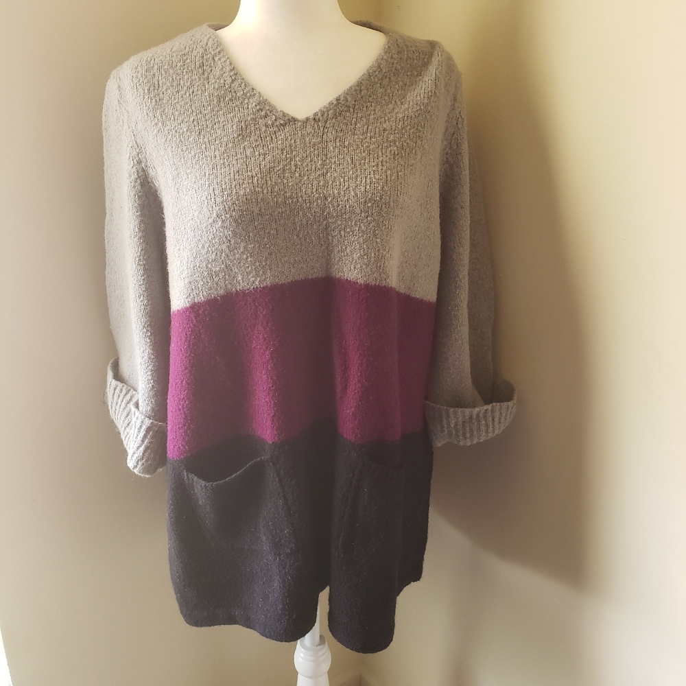 Style & Co wool blend striped v-neck sweater